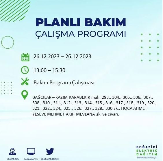 Foto - İstanbul'da bugün elektrik kesintisi yapılacak! İşte o ilçe ve sokaklar