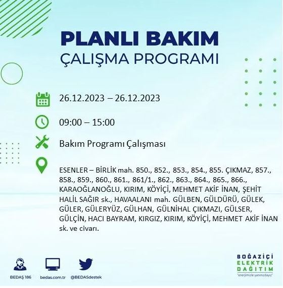 Foto - İstanbul'da bugün elektrik kesintisi yapılacak! İşte o ilçe ve sokaklar