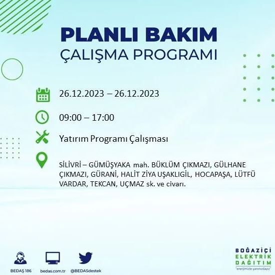 Foto - İstanbul'da bugün elektrik kesintisi yapılacak! İşte o ilçe ve sokaklar
