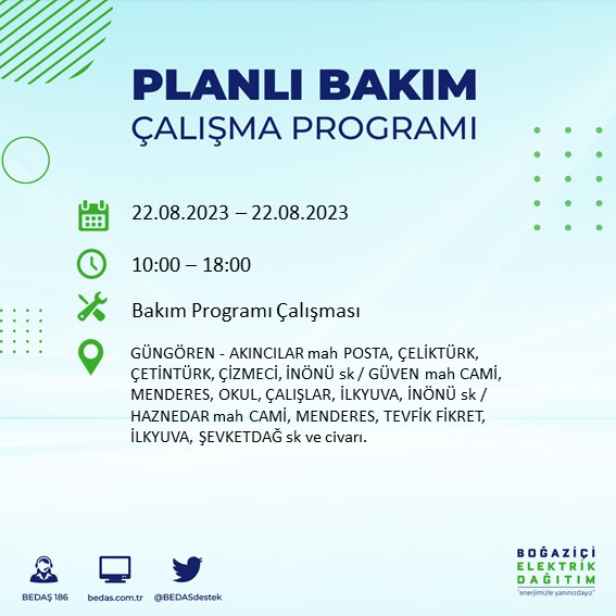 Foto - İstanbul'da büyük elektrik kesintisi! Bu ilçelerde yaşayanlar dikkat,...Mumları hazırlayın, telefonları şarj edin