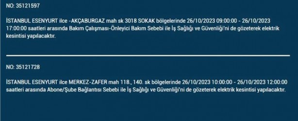 Foto - İstanbul'da saatlerce elektrik kesilecek! İşte o ilçeler