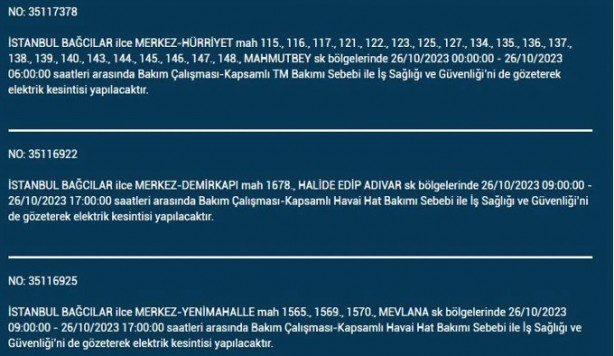 Foto - İstanbul'da saatlerce elektrik kesilecek! İşte o ilçeler