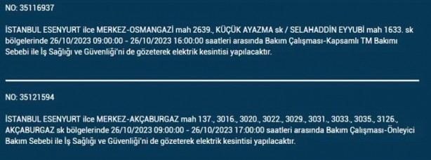 Foto - İstanbul'da saatlerce elektrik kesilecek! İşte o ilçeler