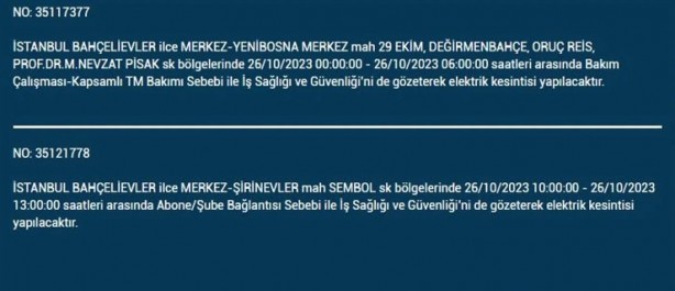 Foto - İstanbul'da saatlerce elektrik kesilecek! İşte o ilçeler