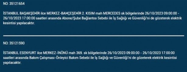 Foto - İstanbul'da saatlerce elektrik kesilecek! İşte o ilçeler
