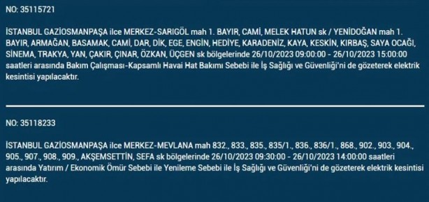 Foto - İstanbul'da saatlerce elektrik kesilecek! İşte o ilçeler