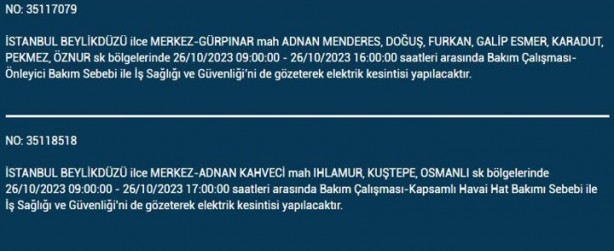 Foto - İstanbul'da saatlerce elektrik kesilecek! İşte o ilçeler