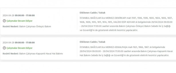 Foto - İstanbullular dikkat! BEDAŞ 29 Nisan Pazartesi elektrik kesintisi olacağını duyurdu