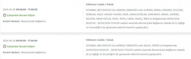 Foto - İstanbullular dikkat! BEDAŞ 29 Nisan Pazartesi elektrik kesintisi olacağını duyurdu