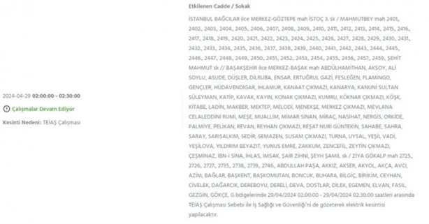 Foto - İstanbullular dikkat! BEDAŞ 29 Nisan Pazartesi elektrik kesintisi olacağını duyurdu