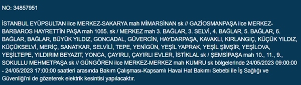 Foto - İstanbullular dikkat... Bu ilçelerde elektrik kesintisi yapılacak!