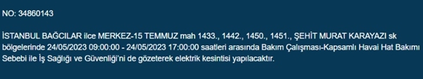 Foto - İstanbullular dikkat... Bu ilçelerde elektrik kesintisi yapılacak!