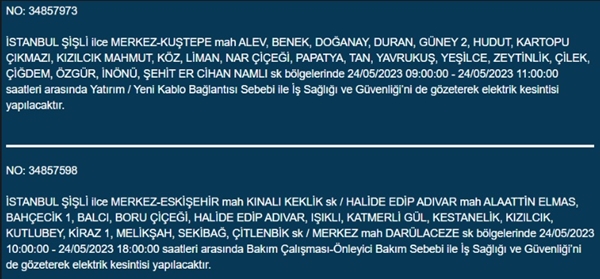 Foto - İstanbullular dikkat... Bu ilçelerde elektrik kesintisi yapılacak!