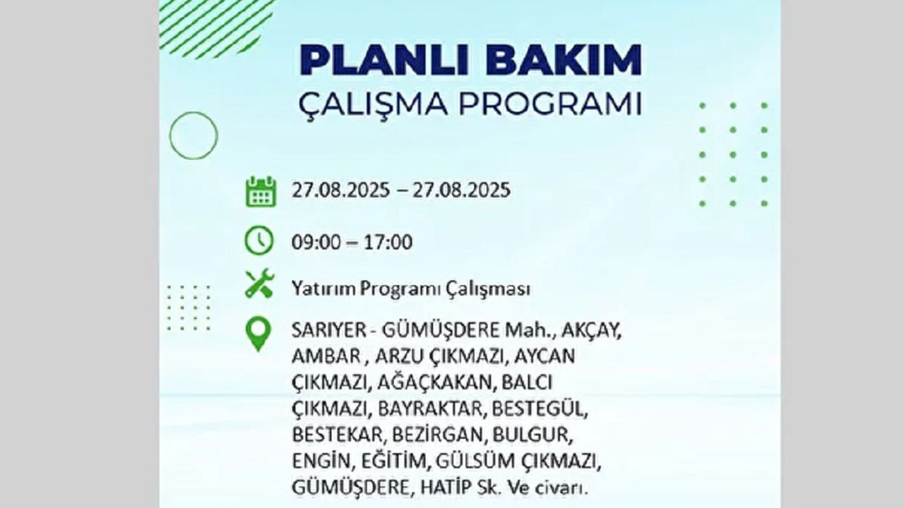 Foto - İstanbullular dikkat! Bu ilçelerde elektrikler kesilecek