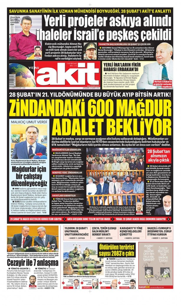 İşte günün gazete manşetleri (28 Şubat 2018)