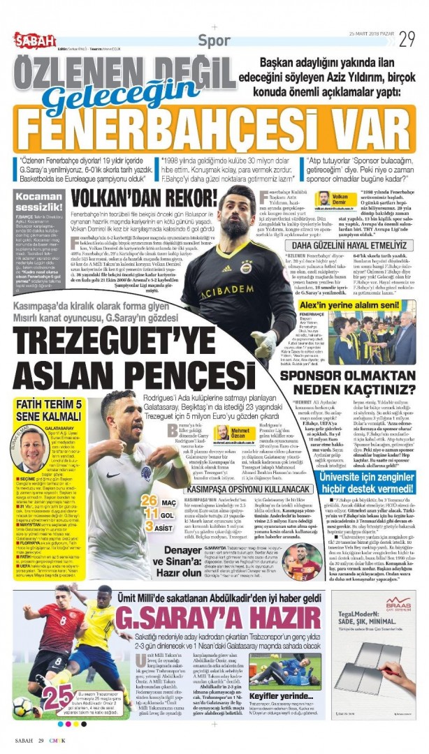Foto - İşte günün spor gazeteleri (25 Mart 2018)