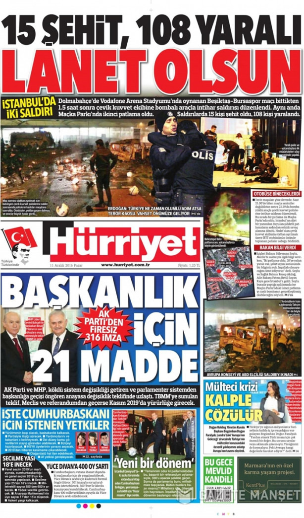 Foto - İşte patlama sonrası gazete manşetleri!
