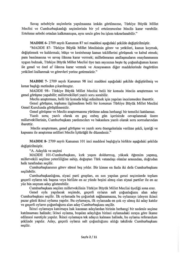 Foto - İşte yeni anayasa teklifinin tam metni