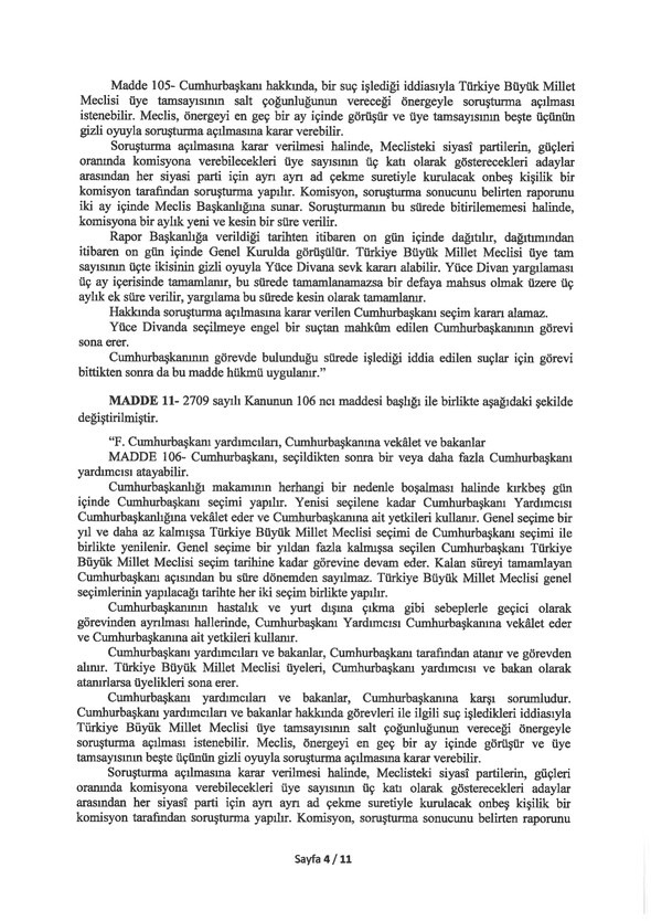 Foto - İşte yeni anayasa teklifinin tam metni