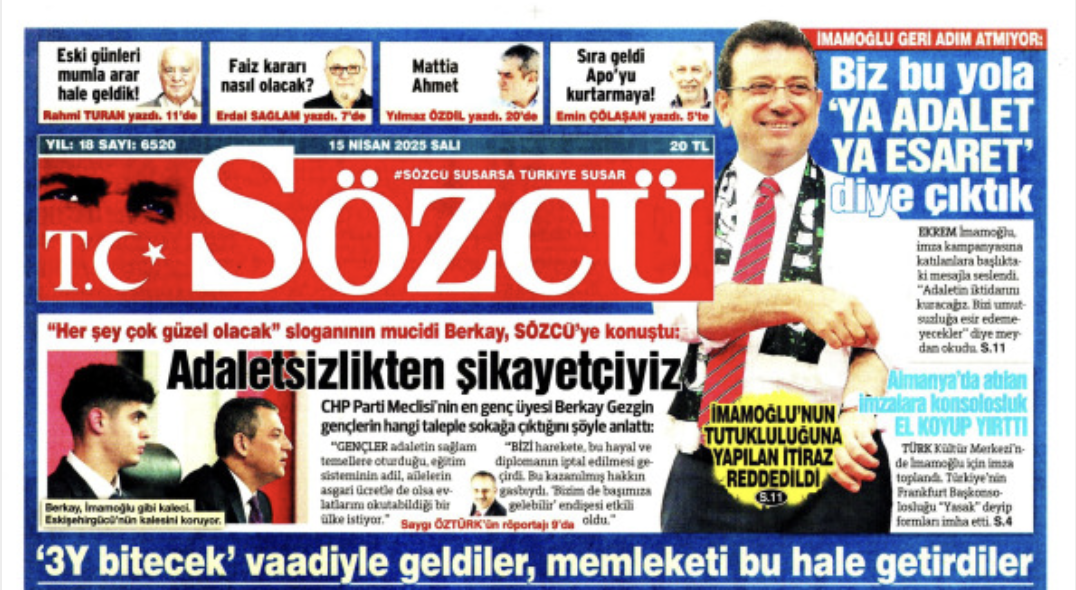 Foto - Kaça kiraladınız logo yanını Sözcü? Sözcü’de İmamoğlu köşesi 