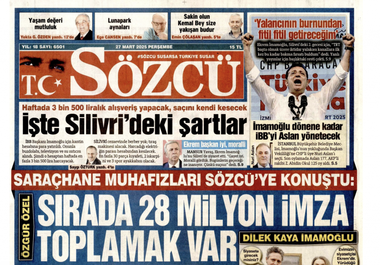 Foto - Kaça kiraladınız logo yanını Sözcü? Sözcü’de İmamoğlu köşesi 