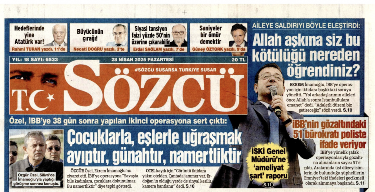 Foto - Kaça kiraladınız logo yanını Sözcü? Sözcü’de İmamoğlu köşesi 