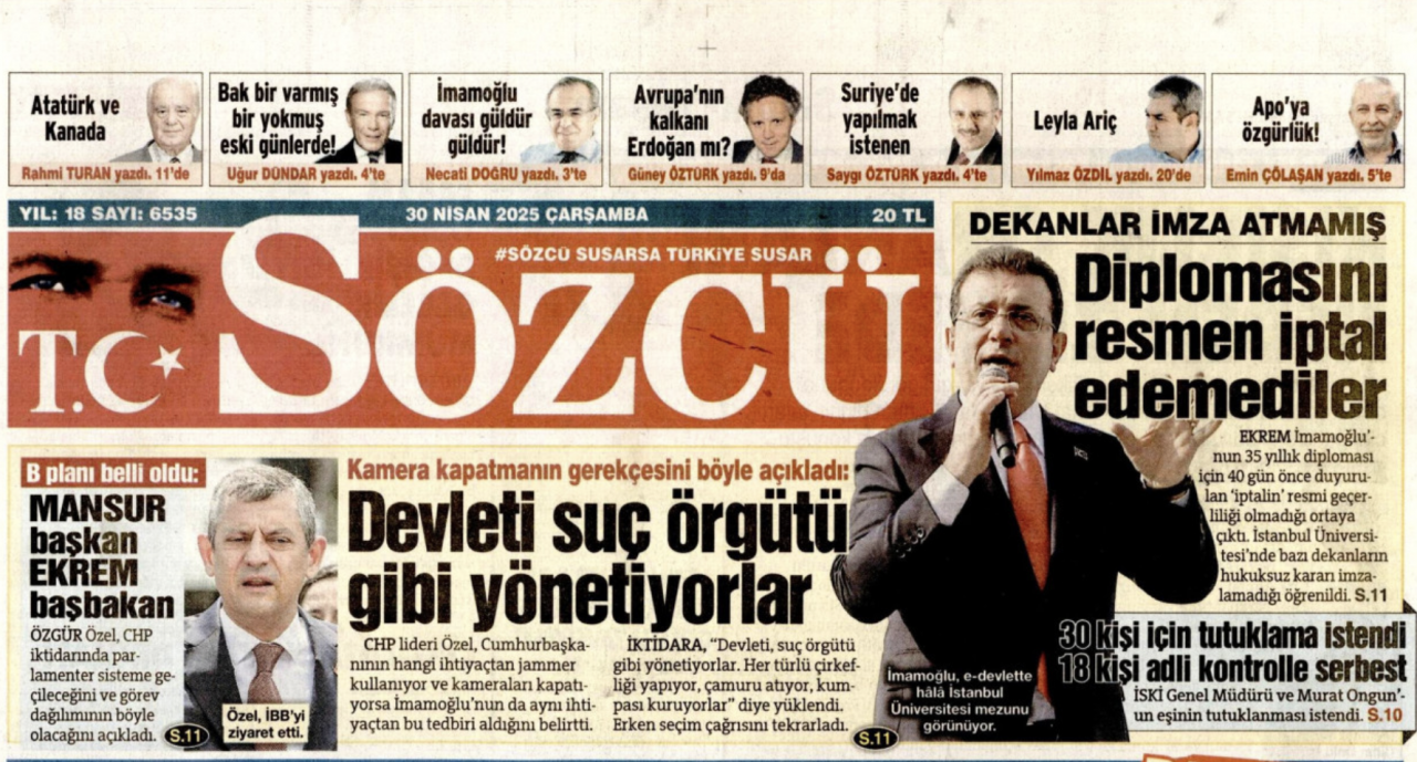 Foto - Kaça kiraladınız logo yanını Sözcü? Sözcü’de İmamoğlu köşesi 