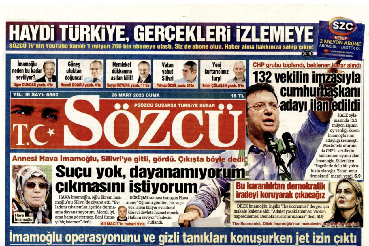 Foto - Kaça kiraladınız logo yanını Sözcü? Sözcü’de İmamoğlu köşesi 