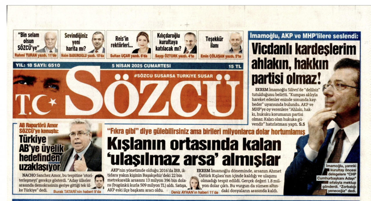 Foto - Kaça kiraladınız logo yanını Sözcü? Sözcü’de İmamoğlu köşesi 