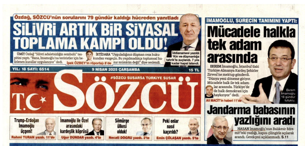 Foto - Kaça kiraladınız logo yanını Sözcü? Sözcü’de İmamoğlu köşesi 