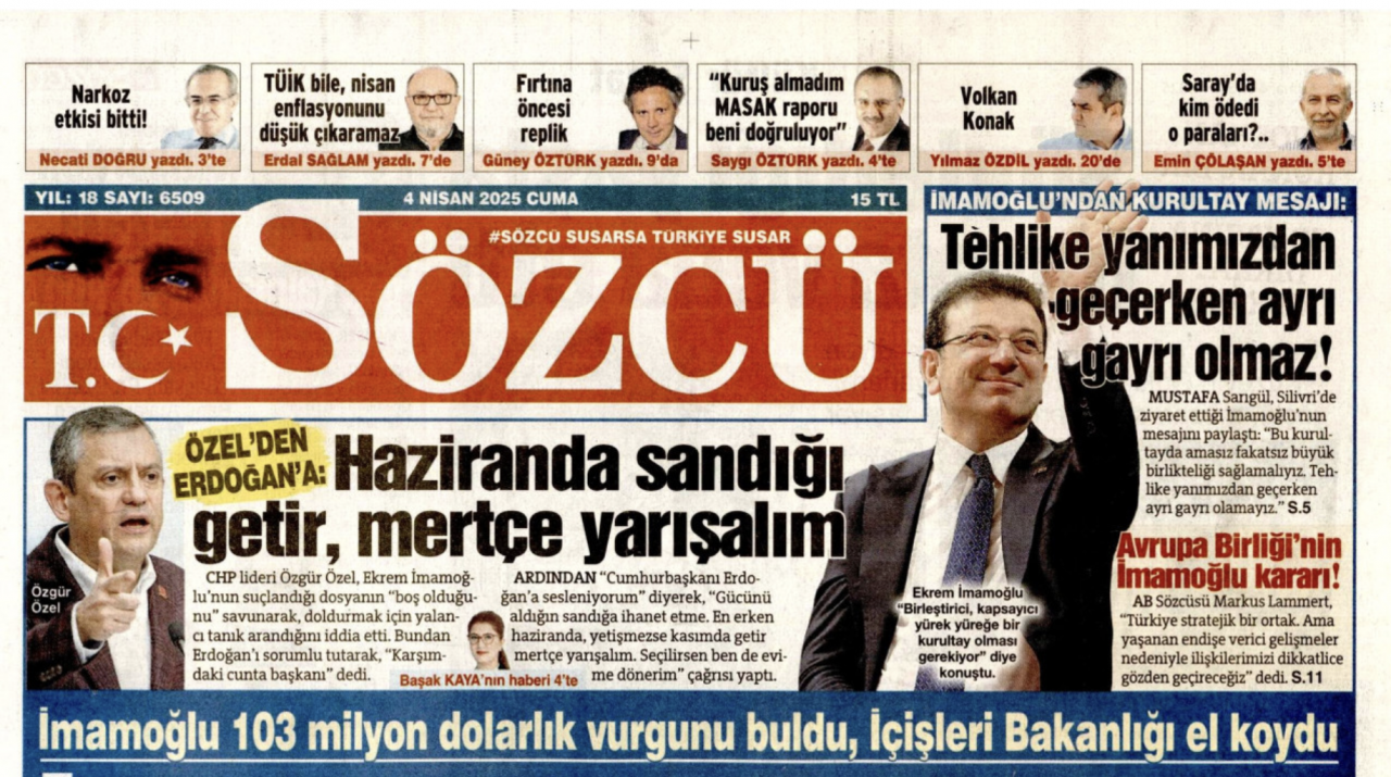 Foto - Kaça kiraladınız logo yanını Sözcü? Sözcü’de İmamoğlu köşesi 