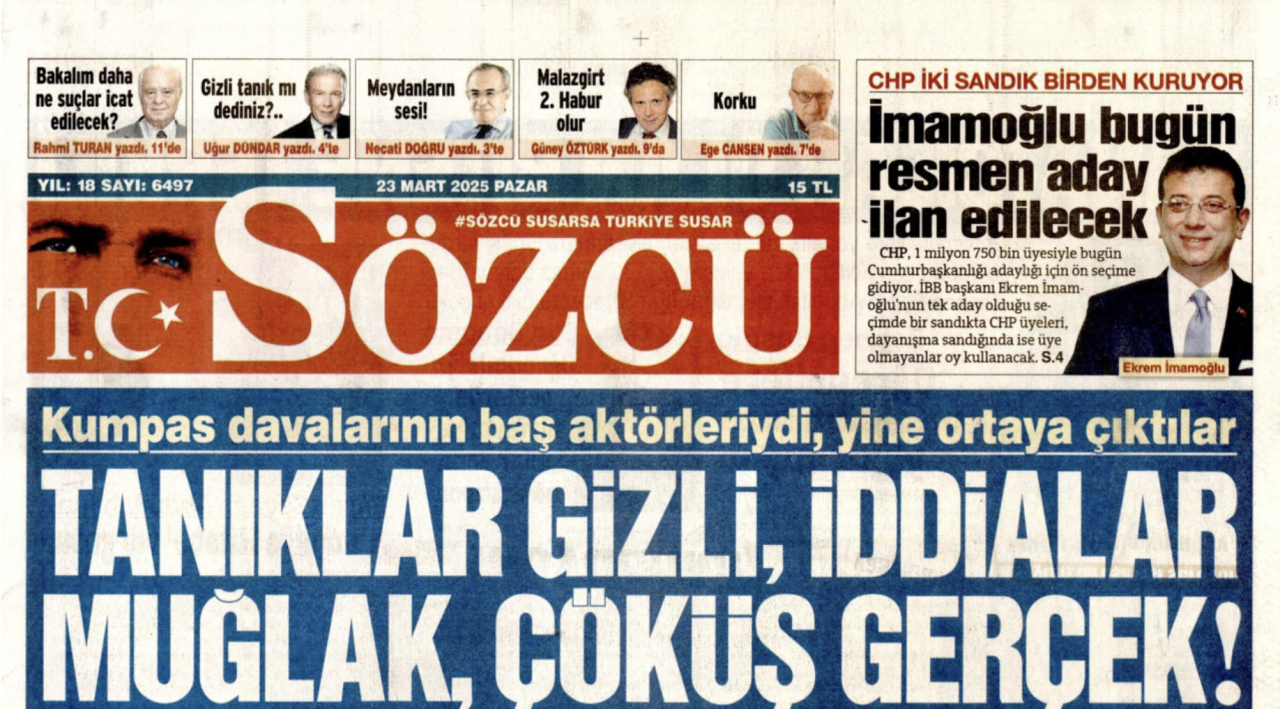 Foto - Kaça kiraladınız logo yanını Sözcü? Sözcü’de İmamoğlu köşesi 
