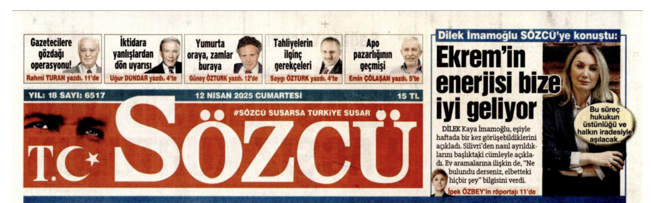 Foto - Kaça kiraladınız logo yanını Sözcü? Sözcü’de İmamoğlu köşesi 