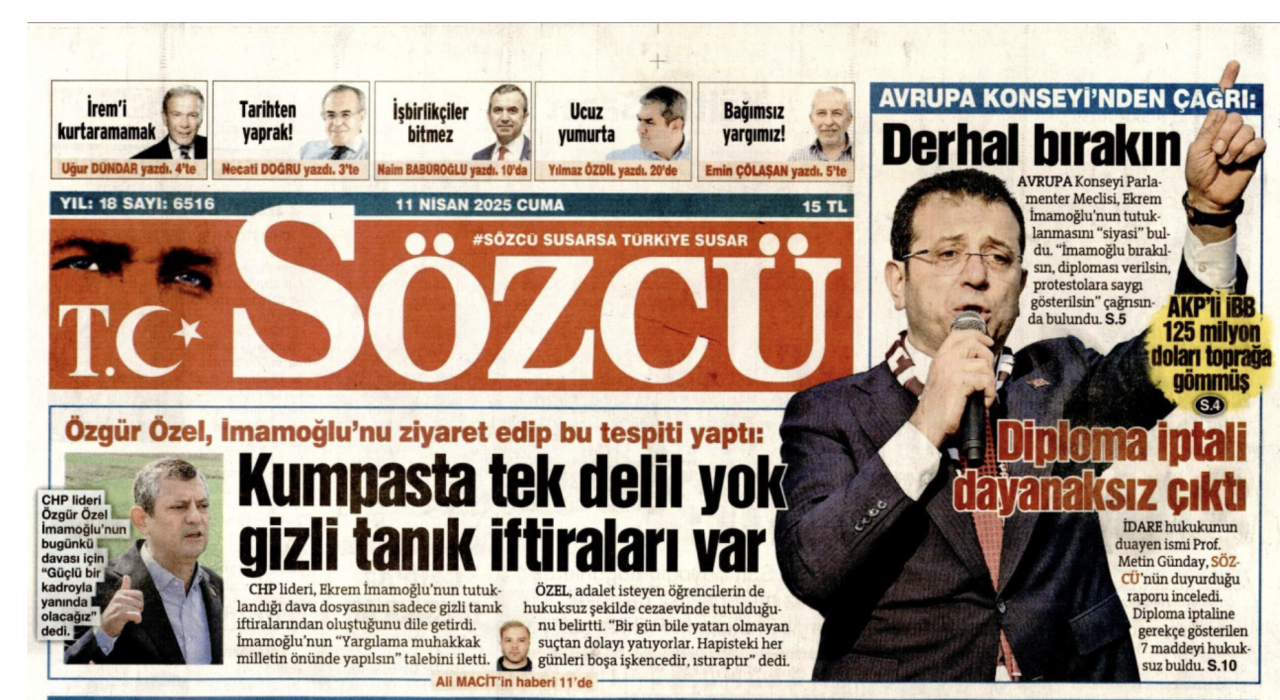 Foto - Kaça kiraladınız logo yanını Sözcü? Sözcü’de İmamoğlu köşesi 