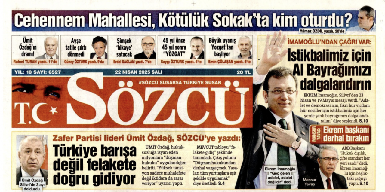 Foto - Kaça kiraladınız logo yanını Sözcü? Sözcü’de İmamoğlu köşesi 