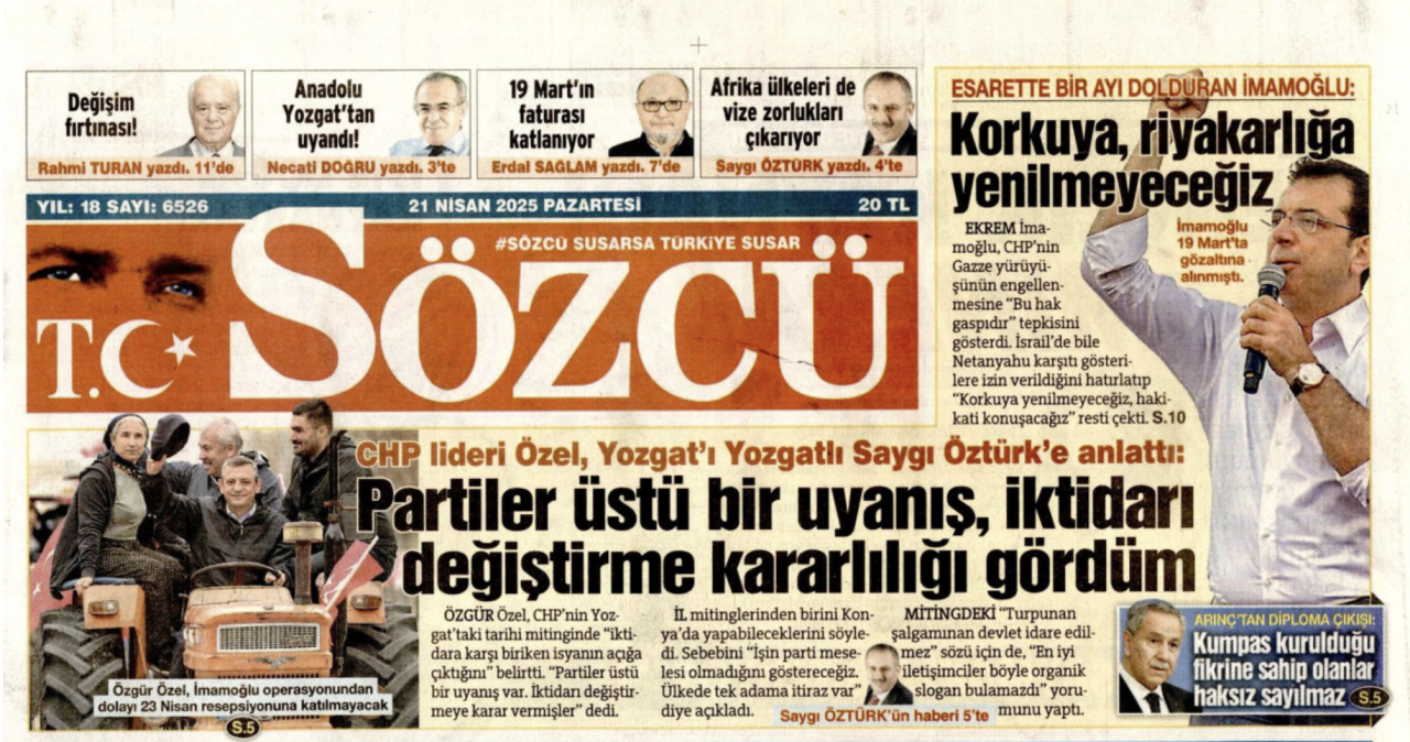 Foto - Kaça kiraladınız logo yanını Sözcü? Sözcü’de İmamoğlu köşesi 