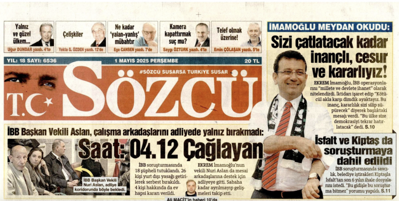 Foto - Kaça kiraladınız logo yanını Sözcü? Sözcü’de İmamoğlu köşesi 