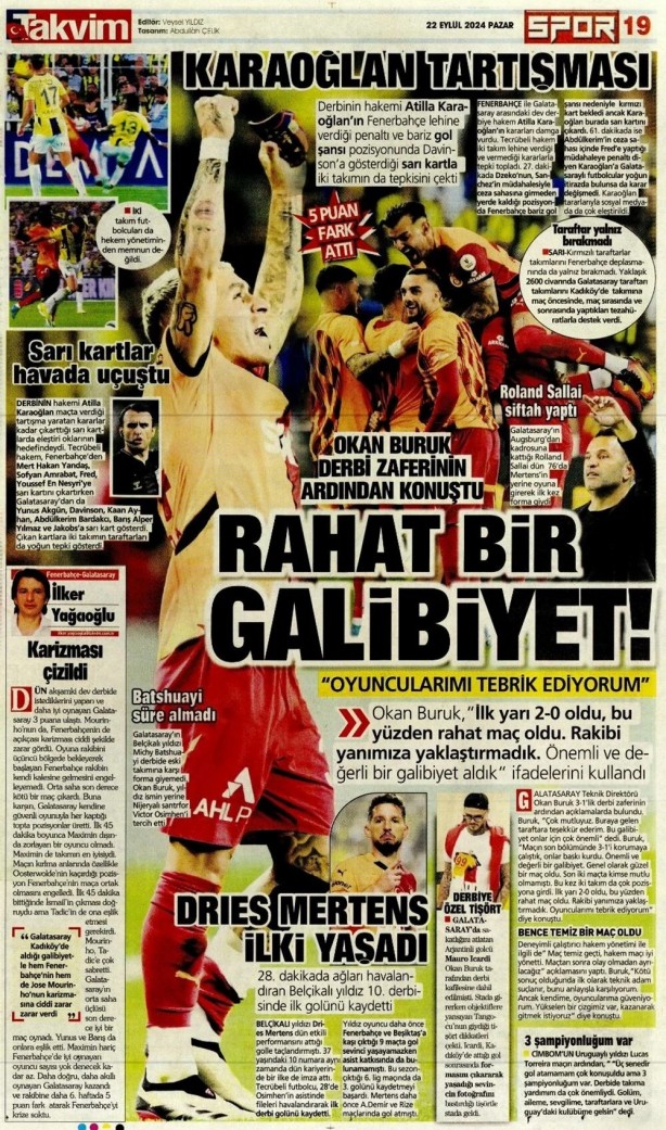 Foto - "Kadıköy Aslan'ı Galatasaray" İşte günün spor manşetleri