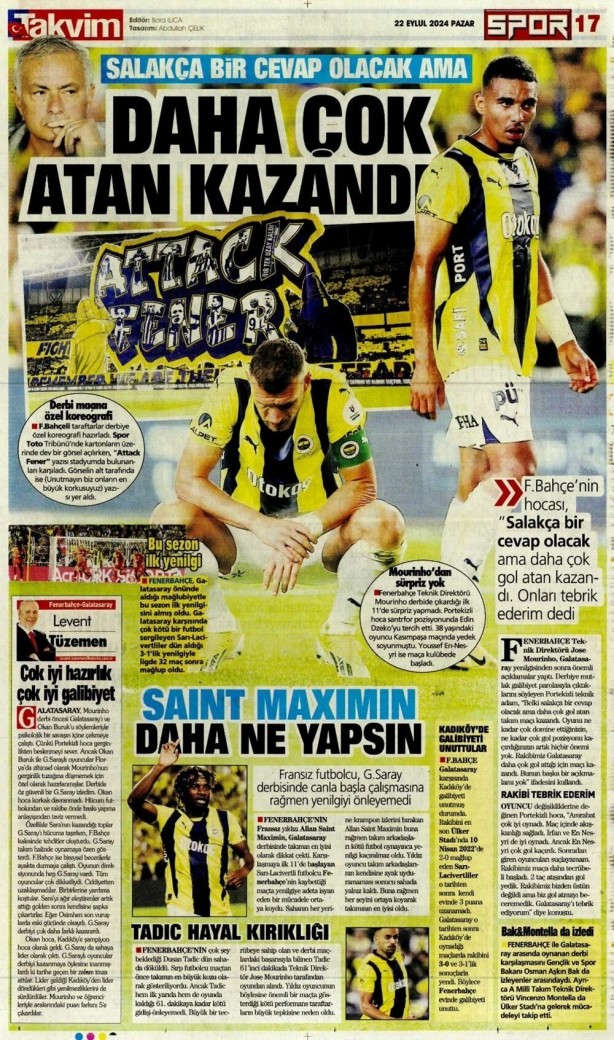 Foto - "Kadıköy Aslan'ı Galatasaray" İşte günün spor manşetleri