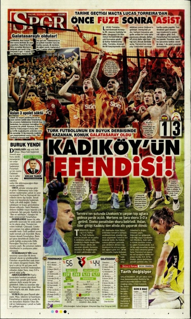 Foto - "Kadıköy Aslan'ı Galatasaray" İşte günün spor manşetleri