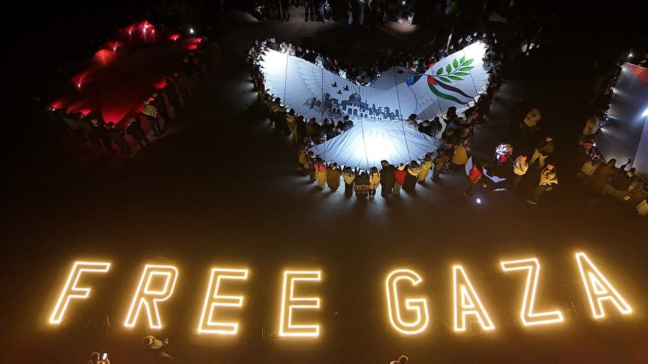 Kapadokya'da karanlığı aydınlatan anlamlı destek! Işıklar bu kez Mazlum Gazze için yandı!