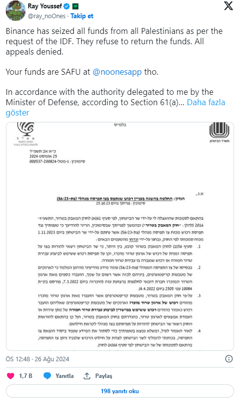 Foto - Katil İsrail istedi! Bitcoin şirketi Binance Filistinlilerin tüm varlıklarına el koydu