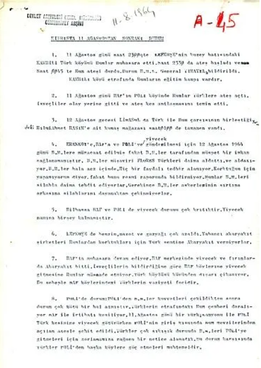 Foto - Kıbrıs Barış Harekatı'nın 50. yılı! Devleti alarma geçiren belgeler Devlet Arşivleri'nde saklanıyor