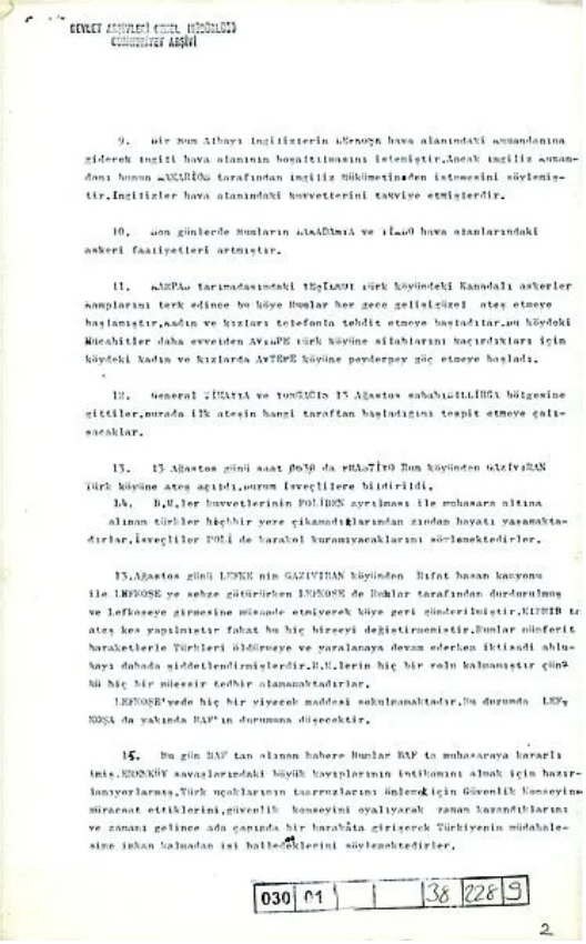 Foto - Kıbrıs Barış Harekatı'nın 50. yılı! Devleti alarma geçiren belgeler Devlet Arşivleri'nde saklanıyor