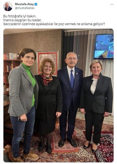 Foto - Kılıçdaroğlu’nun seccadeye ayakkabı ile basmasına siyasilerden peş peşe tepkiler