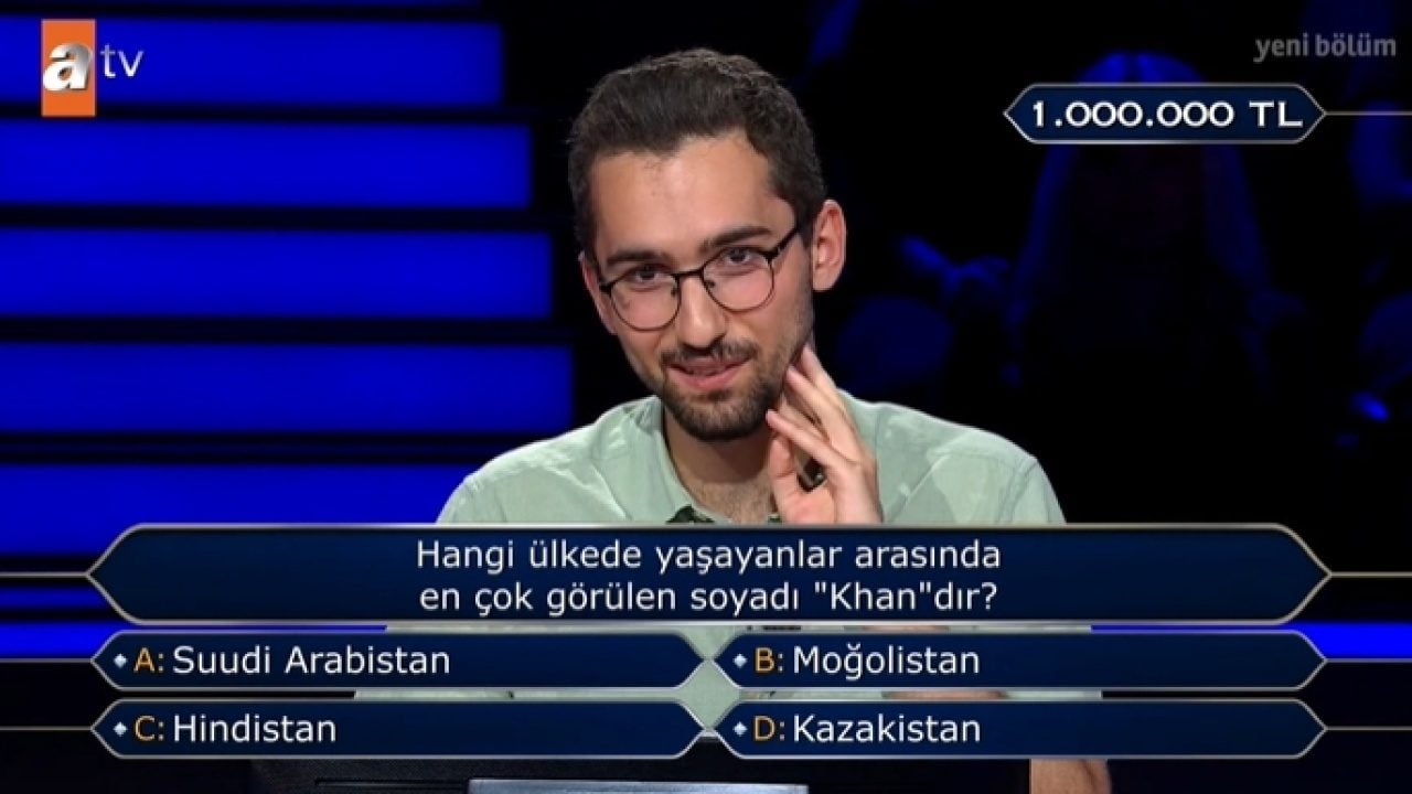 Kim Milyoner Olmak İster’de 1 Milyon TL'lik soru açıldı: ‘Khan’ soyadı yarışmacıyı yanılttı! 