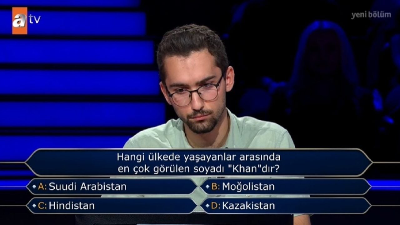 Foto - Kim Milyoner Olmak İster’de 1 Milyon TL'lik soru açıldı: ‘Khan’ soyadı yarışmacıyı yanılttı! 