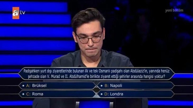 Foto - Kim Milyoner Olmak İster'de geceye damga vuran 'Osmanlı' sorusu! Joker hakkı kalmayan genç yarışmacı...