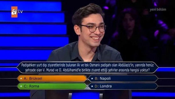 Foto - Kim Milyoner Olmak İster'de geceye damga vuran 'Osmanlı' sorusu! Joker hakkı kalmayan genç yarışmacı...