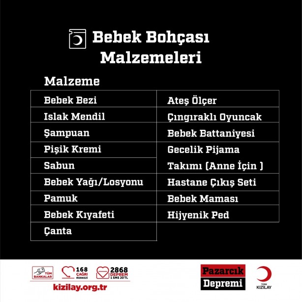 Foto - Kızılay listeyi güncelledi! İşte ihtiyaçlar